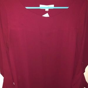 LOFT XS RED BURGUNDY BLOUSE